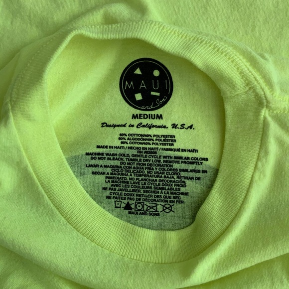 MAUI & SONS Neon Yellow Classic Graphic T-Shirt F5 - Picture 3 of 3